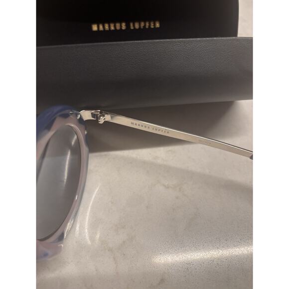 Linda Farrow X Markus Lepfer Round Navy Blue Pink Mirrored ML11 Sunglasses - Picture 8 of 11